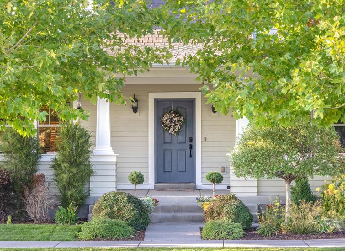 Front of a House in Spring